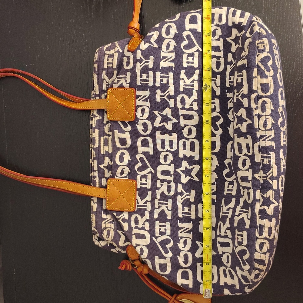 Dooney and Bourke Blue/White Graffiti Tote Leather Trim - Picture 13 of 14